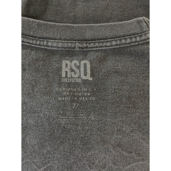 RSQ 2XL Skeleton Flamingo Graphic Tee Washed Black All Washed Up Shirt - Picture 3 of 6